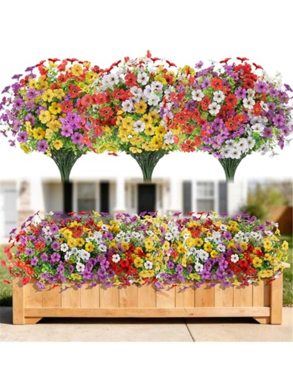 Artificial Flowers Outdoor UV Resistant Faux Plants Porch Patio Decor 24Pc